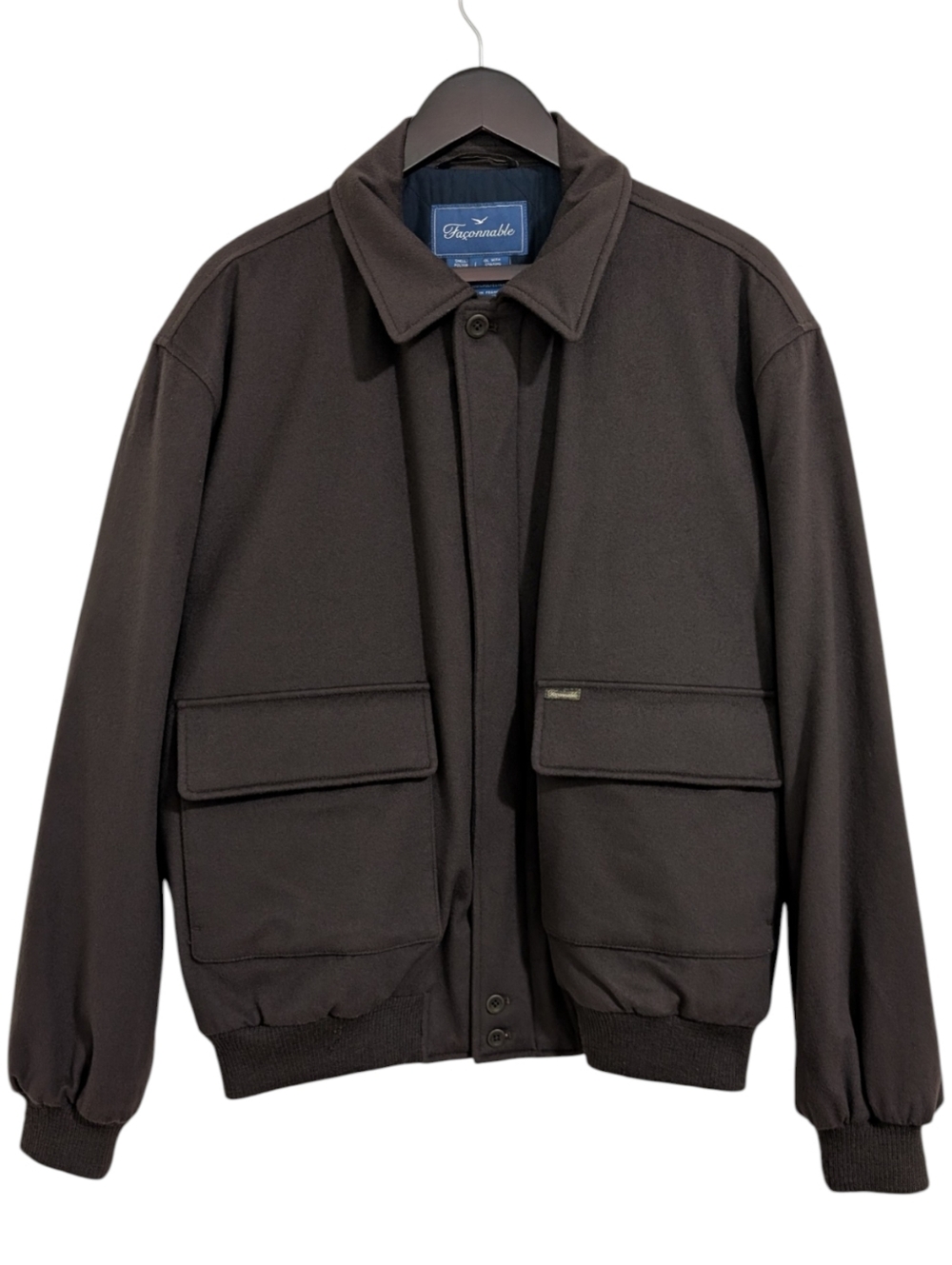 Vintage 90s Façonnable Loro Piana Storm System Wool Bomber Jacket Brown Large